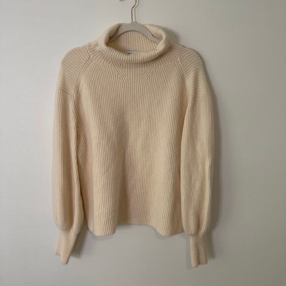 Nordstrom cream knit turtleneck wool & cashmere sweater size M - Picture 11 of 13